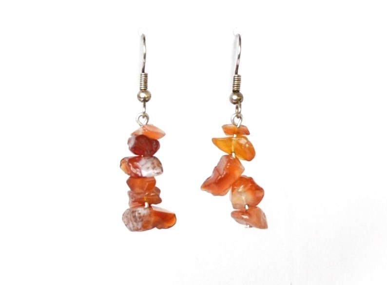 Visací náušnice s karneolem